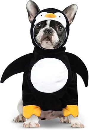 cyeollo Halloween Costumes for Dogs Cute Penguin Costume Pet Cosplay Doggie Funny Outfits Party Holiday Clothes for Small Dogs