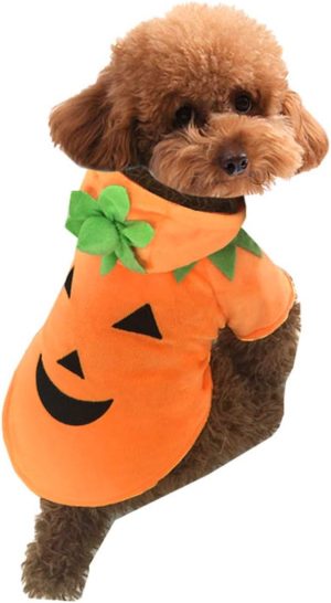 Dog Cat Halloween Pumpkin Costume Pet Cosplay Outfits Clothes Fleece Hoodie Sweater Coat Halloween Costumes for Dogs Puppy Cats