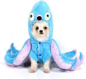 Mogoko Dog Cat Octopus Costumes, Pet Halloween Cosplay Dress, Funny Octopus Costume for Dogs Blue 14.2" Neck Girth; 18.1" Chest