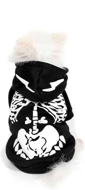 Mogoko Dog Cat Skeleton Costumes, Pet Halloween Cosplay Dress, Funny Skeleton Costume for Small Puppy Dogs