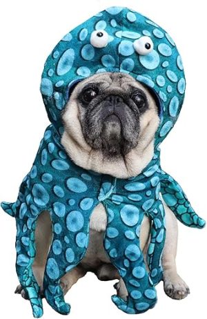 SEIS Dog Octopus Costume Funny Halloween Pet Hat Winter Cat Apparel Puppy Cap Clothes for Cats Small Medium Dogs French Bulldog Chihuahua (M (Neck 14.2"-17.3"/36-44cm))