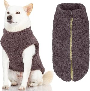 Gooby Sherpa Vest Dog Sweater - Warm Gray, X-Small - Warm Fuzzy Fleece Step in Dog Jacket Without Ring Leash - Winter Small Dog Sweater - Dog Sweaters for Small Dogs and Medium Dogs for Everyday Use