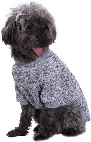 Jecikelon Dog Clothes Dogs Sweater Soft Puppies Clothing Winter Puppy Sweaters Warm Outfit for Dogs Small XXS XS Cat Apparel (Small, Grey)