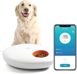 Geeni Smart Pet Feeder for Wet or Dry Food, 5-Meal Automatic Dog and Cat Feeder with Ice Packs, Programmable Timer, Battery Backup, Alexa and Google Home Compatible, White