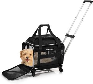 Airline Approved Top-Expanding Pet Carrier on Wheels- Rolling Carrier- Designed for Dogs & Cats- Extra Spacious Soft Lined Carrier! 18x11x11