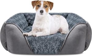 INVENHO Medium Dog Bed for Large Medium Small Dogs, Rectangle Washable Dog Bed, Orthopedic Dog Bed, Soft Calming Sleeping Puppy Bed Durable Pet Cuddler with Anti-Slip Bottom M(25"x21"x8")