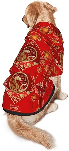 Year of The Snake 2025 Happy Chinese New Year 2025 Dog Hoodies Medium Large Dog Pullover Sweatshirt Pet Clothes Dogs Coat Sweatshirt Jacket for Cats Medium